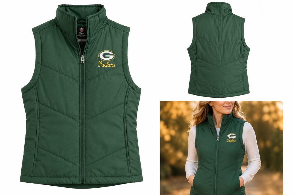 NFL Team Apparel Women's Green Bay Packers Puffer Vest – Women's Large